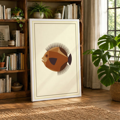 Geometric Fish Mid-Century - Wrapped Canvas