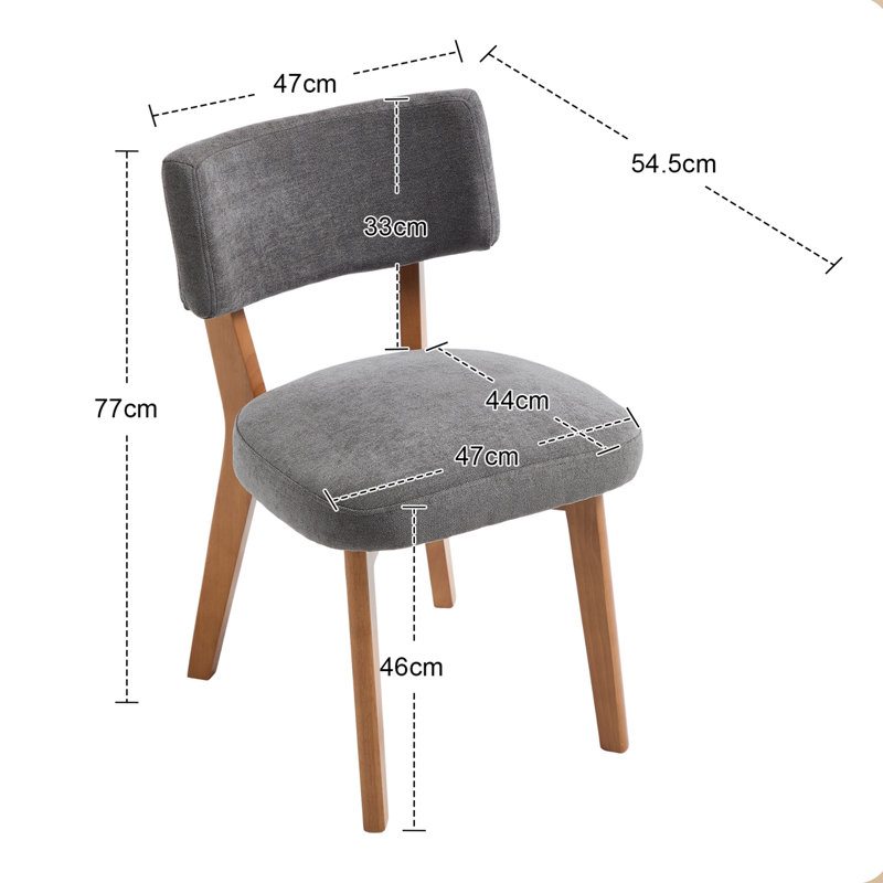 46 cm H Linen Side Chair in Grey