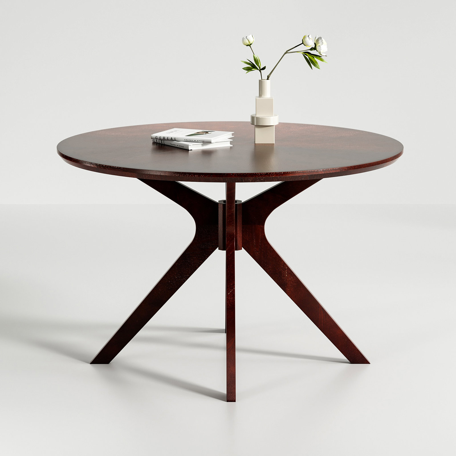 Bergmans 47.2'' Round Dining Table, Dark Walnut Top/Dark Walnut Base