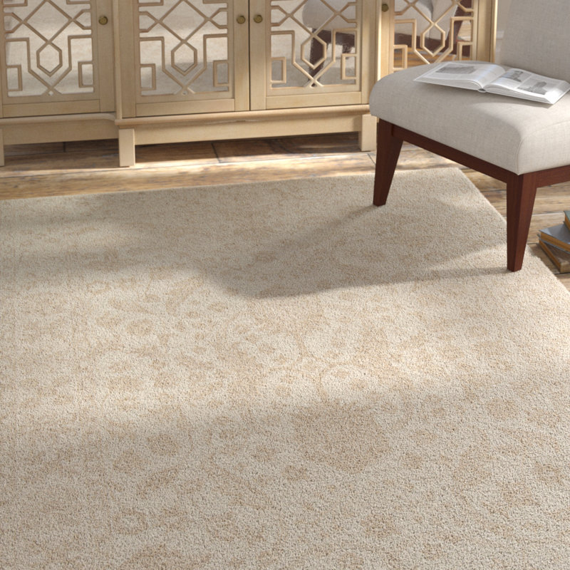 Tapis beige en laine touffeté à la main Cece, Rectangle 9 pi 6 po x 13 pi 6 po