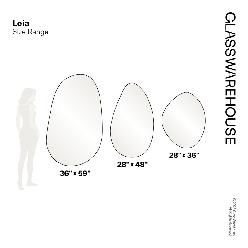 Wall Mounted Mirror, 28" x 36", White, Asymmetrical