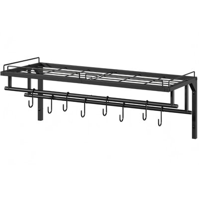 Hanging Pot Rack, Wall-Mounted Pot Rack, Kitchen Cookware Organizer, Metal Pot And Pan Organizer Holder, For Cookware, Utensils Organization