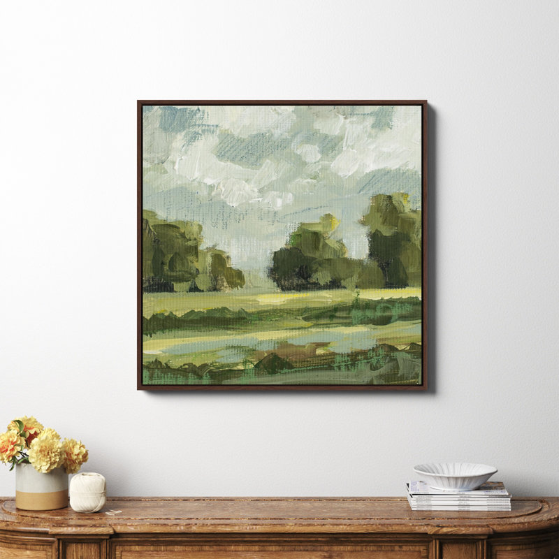 Abstrait paysage paire 12 par Miss Mustard Seed, Non, Toile avec cadre espresso, H 36 po x l 36 po x P 2 po