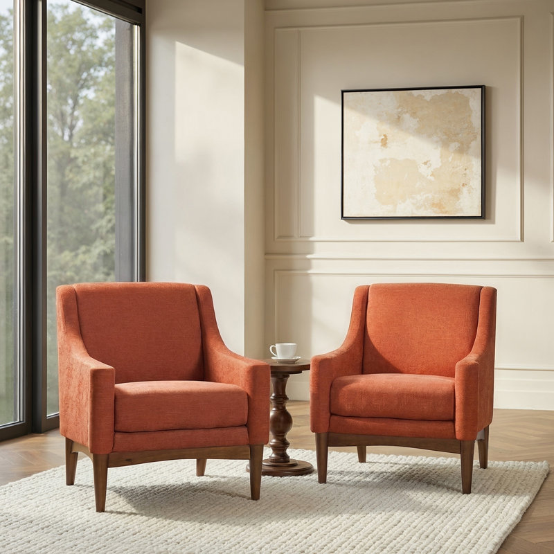 Arshanti 28.7" W Armchair With Solid Wood Legs, Orange