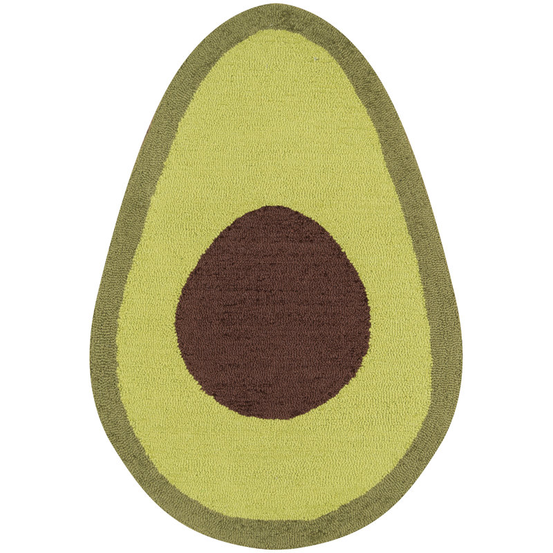 2' x 3' Green Avocado Shaped Tufted Synthetic Rug
