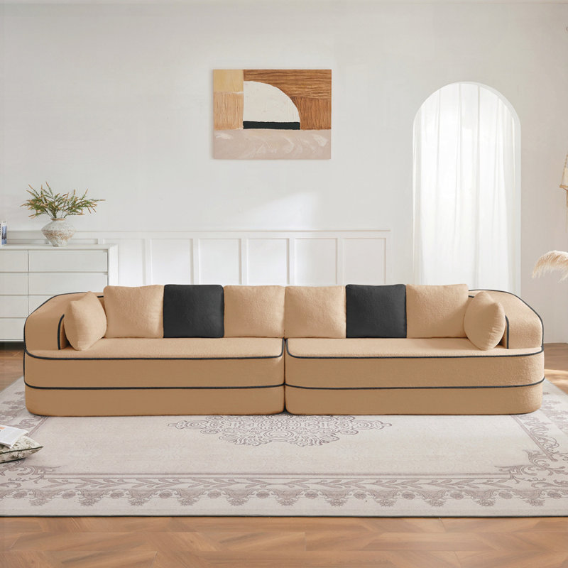 Canapé modulaire luxueux en velours Teddy avec conception ergonomique et aucun assemblage requis pour un confort ultime