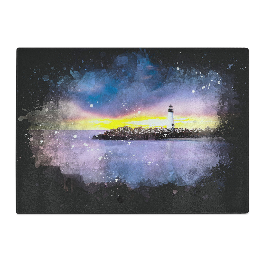 Tempered Glass Remote Lighthouse & Seascape Chopping Board