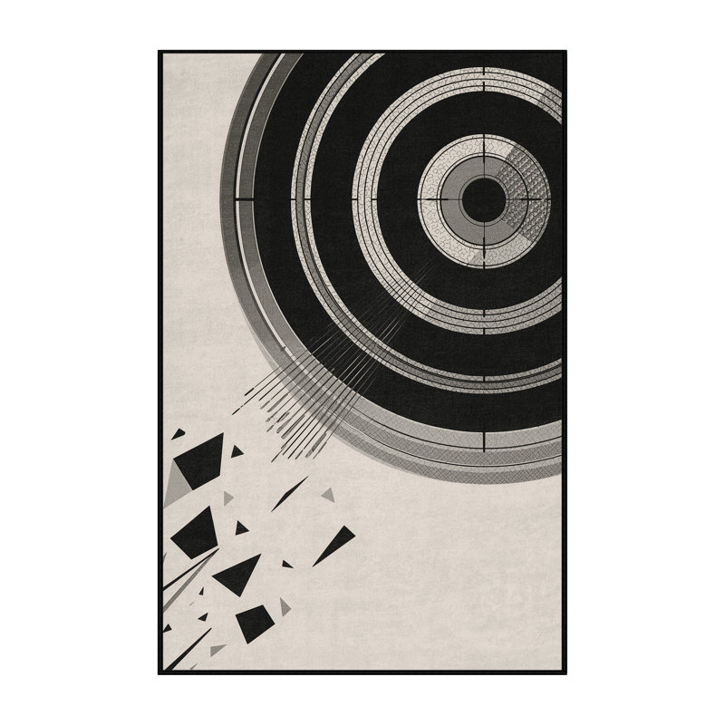 Tapis géométrique moderne gris et noir lavable à la machine Auburndale, 2 x 3