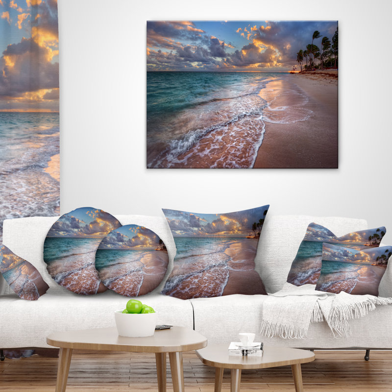 Coussin de plage en sandy clear shore tree, 16 po x 1 po, Coussin décoratif