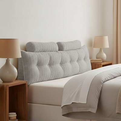 Cotton Grey Rectangular Backrest Back Cushion