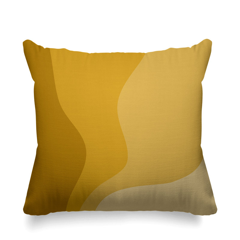 Bunko Abstract Indoor/Outdoor Throw Pillow, 15H" x 15W", Mustard, Square