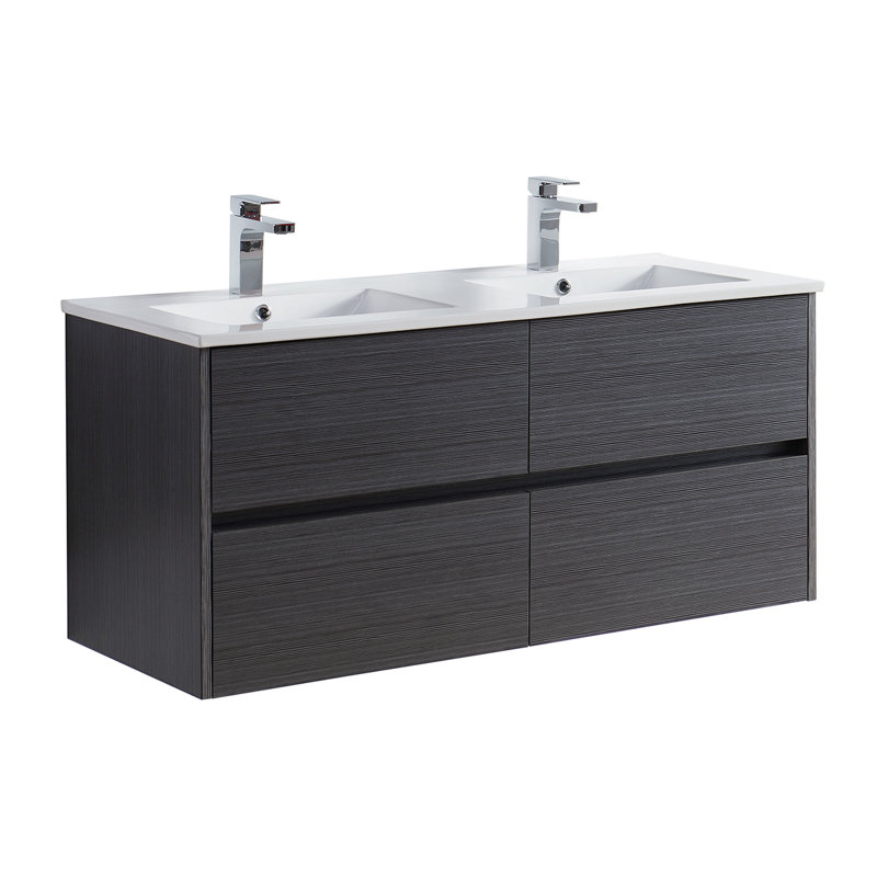 Ensemble de meuble-lavabo double 48 po avec lavabo, Gris argenté