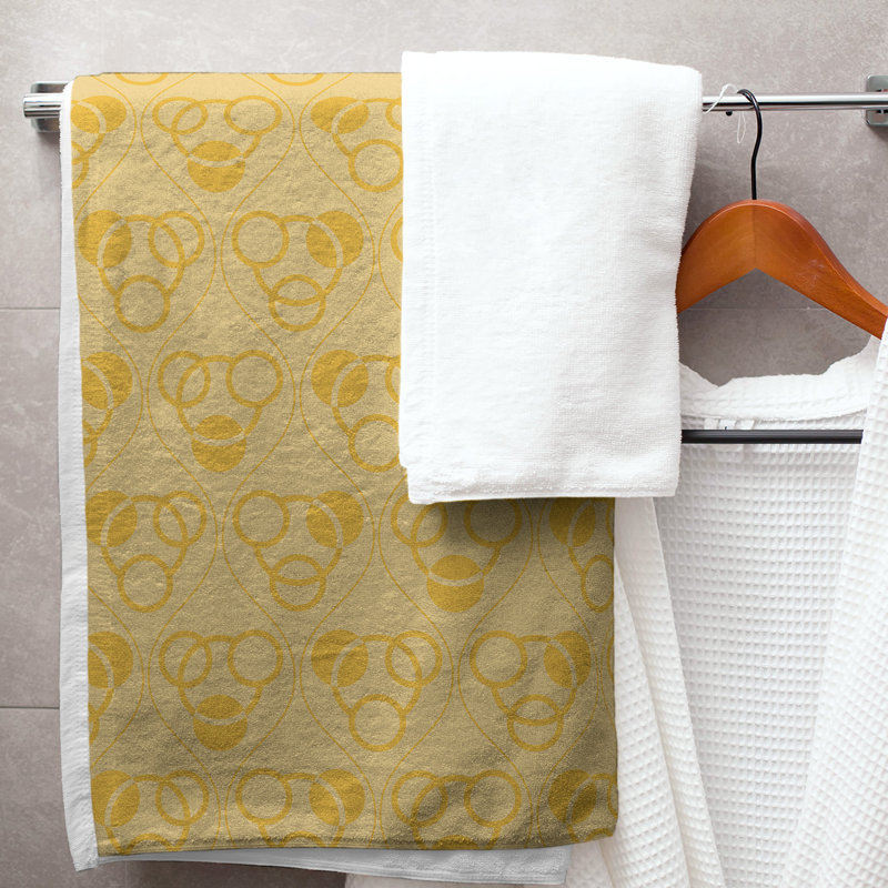 Serviette de bain à motif de cercles et de vagues Classic, Jaune clair / jaune foncé