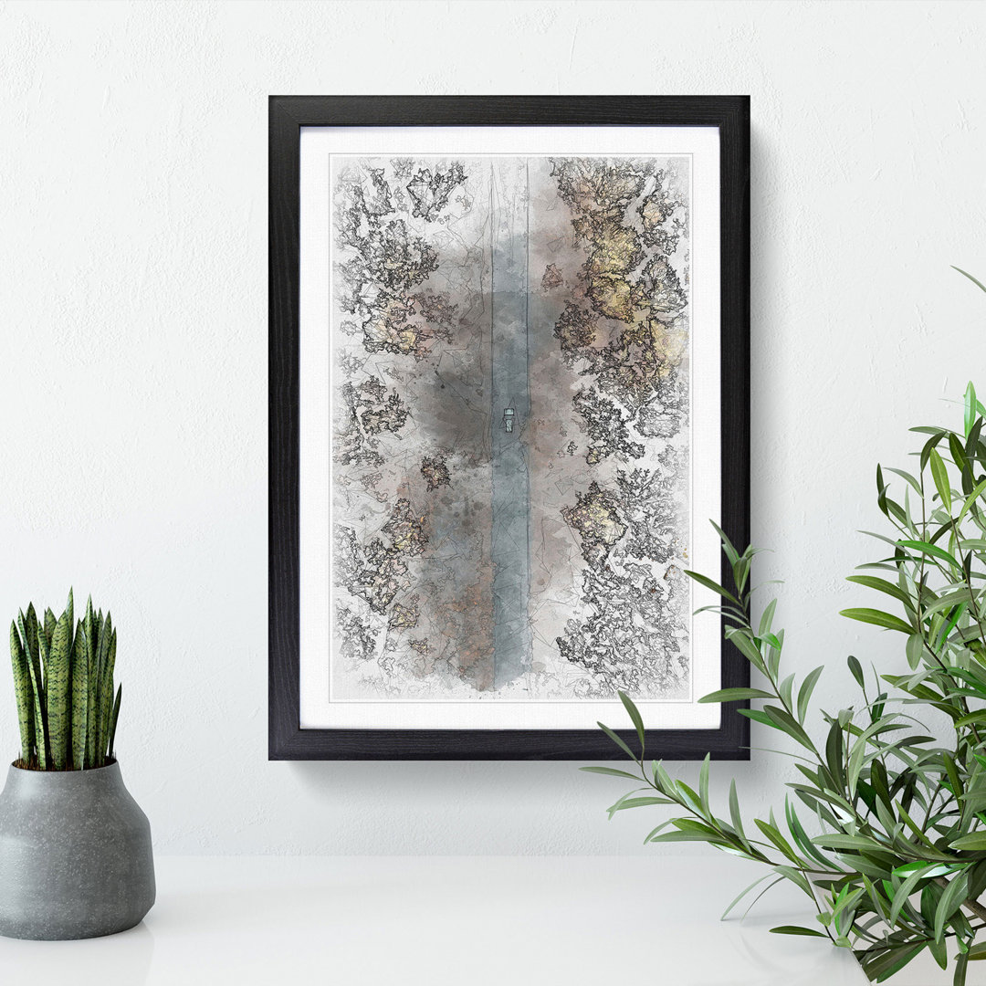 Driving Through a Forest in Hungary Sketch - Picture Frame Painting