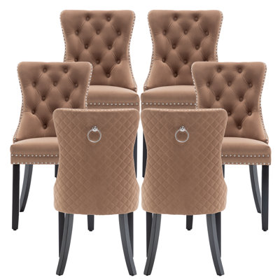 Ensemble de 6 chaises de salle à manger en velours, rembourrées avec garniture cloutée, Sillas de Comedor Modernas 2, chaises de cuisine en bois pour la salle à manger, la cuisine, la chambre à coucher