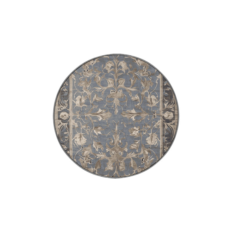 Tapis gris soyeux et moelleux, Rond 4 pi