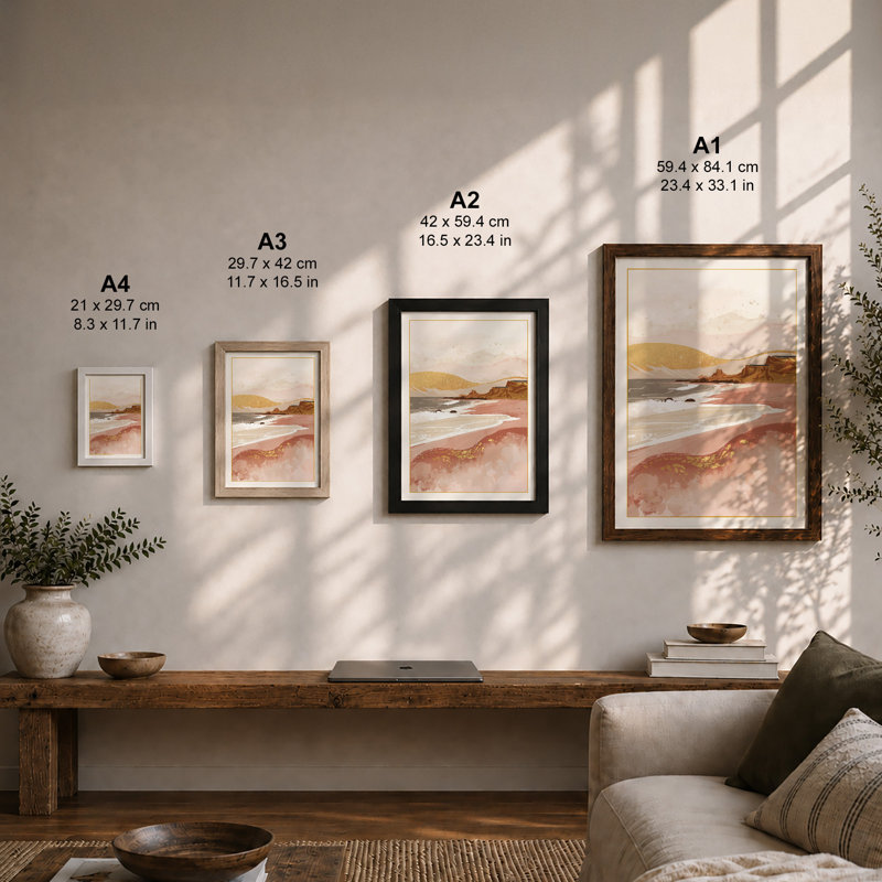 Dunes at Dusk Coastal - Framed Print, Unframed, A4 - 29.7 x 21.0 cm