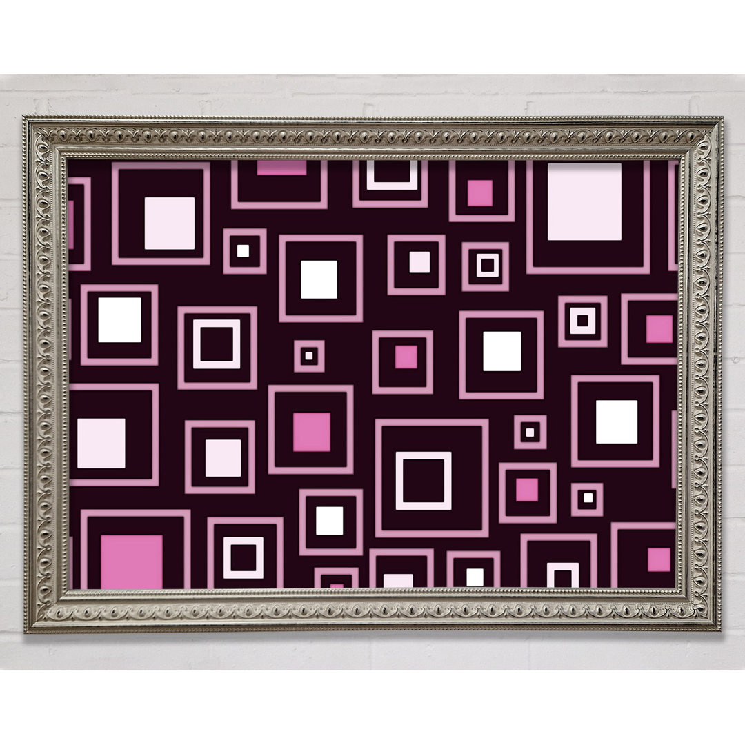 Squares In Squares Pink - Einzelne Bilderrahmen Kunstdrucke