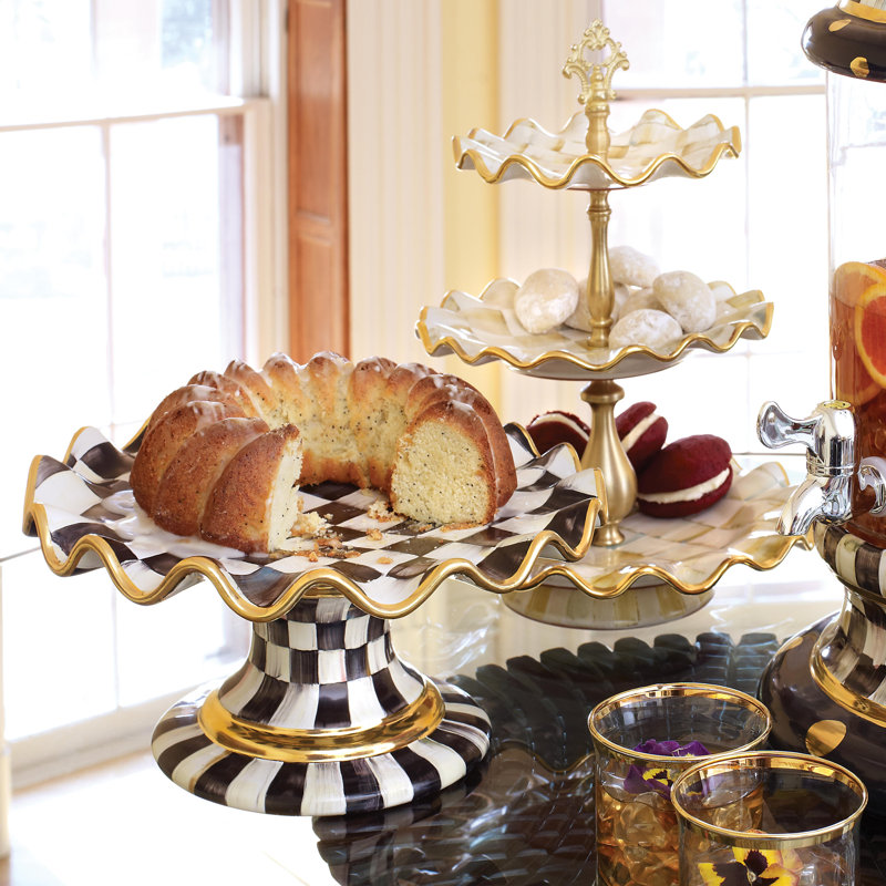 Courtly Check® Ceramic Fluted Cake Stand