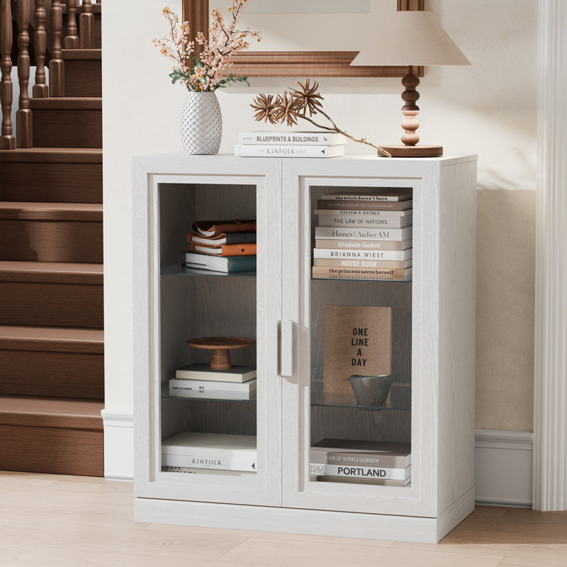 Solid Wood Accent Storage Cabinet, 36" H x 31" W x 16" D , White