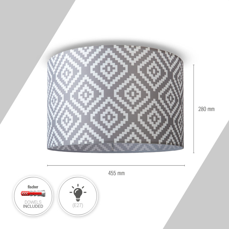 Creslow Fabric Flush Ceiling Light, Grey