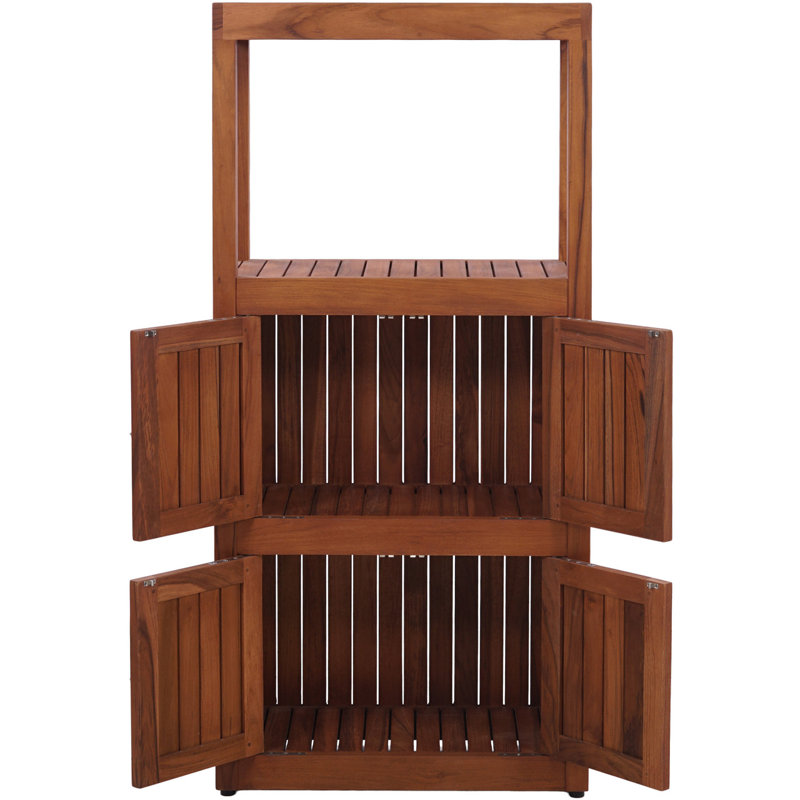 Armoire sur pied en teck à trois niveaux Sula