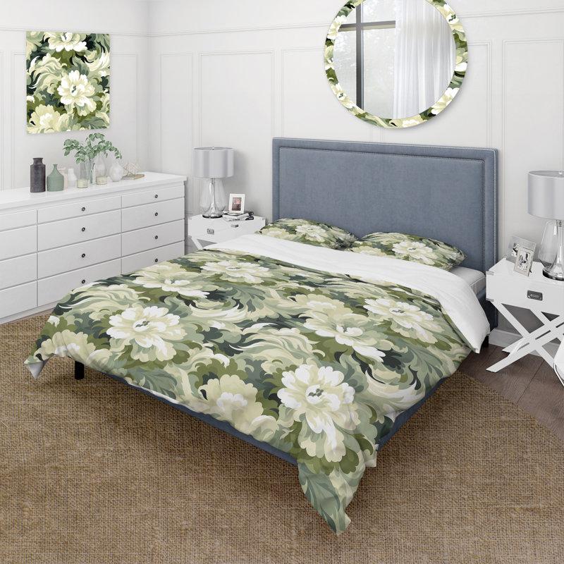 Ensemble de housse de couette à motif floral Zen Floral Retreat I, Housse de couette simple + 1 taie décorative stan