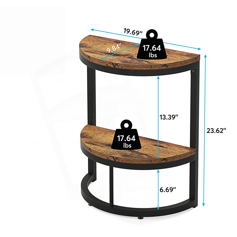 Slim Half Moon 2-Tier Semi-Circle End Table