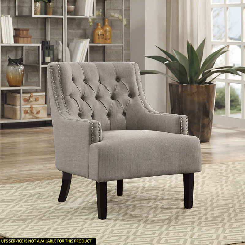Upholstered Wingback Chair, Taupe Polyester