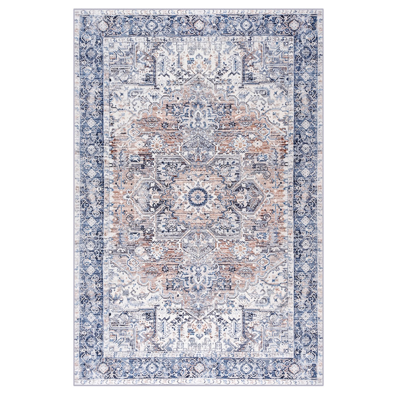 Washable Soft Vintage Rug Fashion Floral Rug For Living Room Dorm Decor, Rectangle 8' x 10'