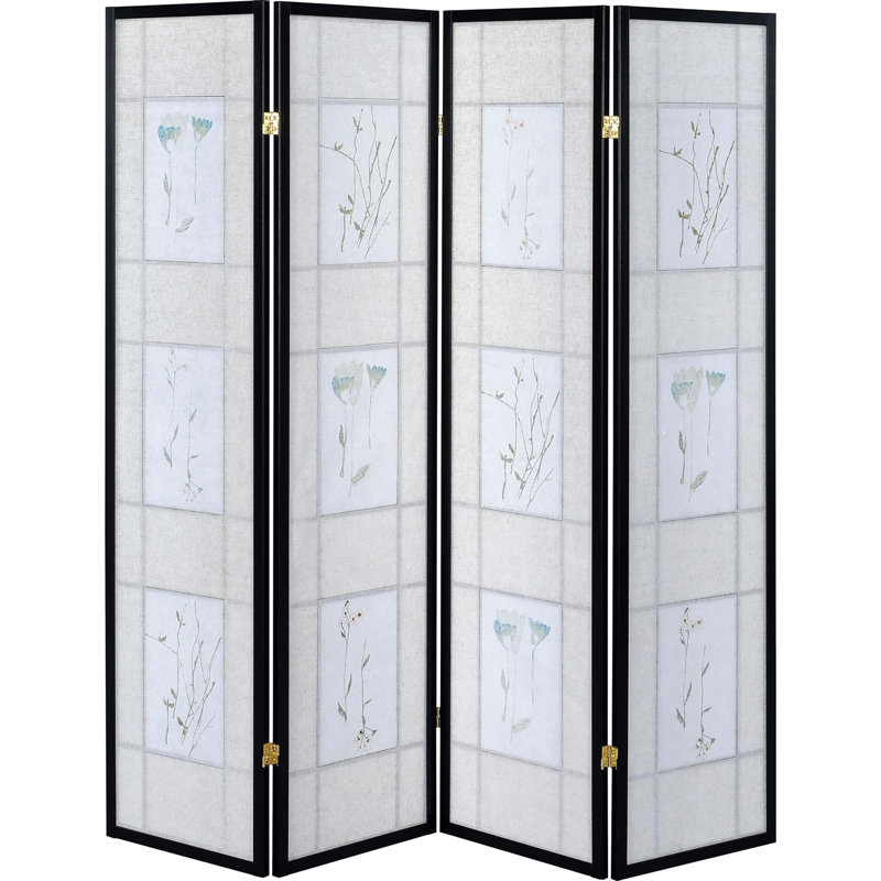 Paravent floral pliable décoratif noir - cadre noir pour une atmosphère douillette