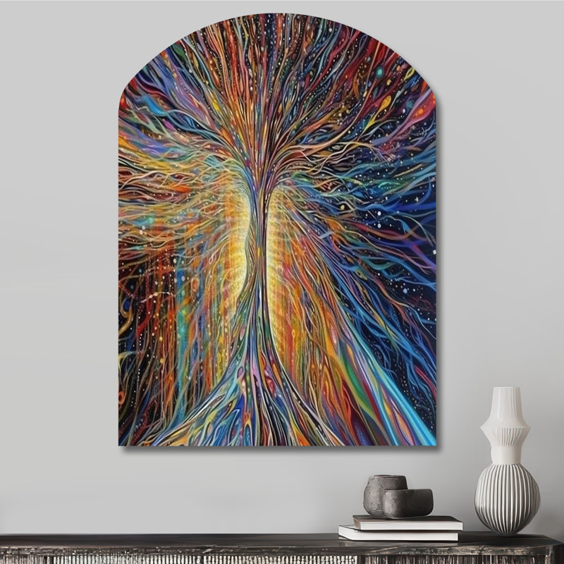 ëThe Energy Of Mystical Radiant Tree I - Landscape Trees Arch Shape Assymtericalë, art mural, H 34 po x l 25 po