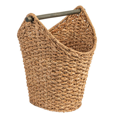 Braided Oval Toilet Paper Basket With Wood Bar