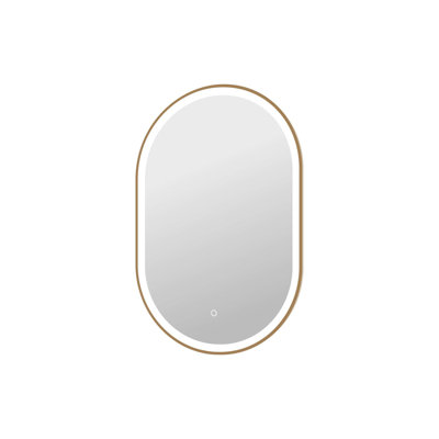 36 Inch Oval LED Front and Backlit Wall Mirror in Satin Gold