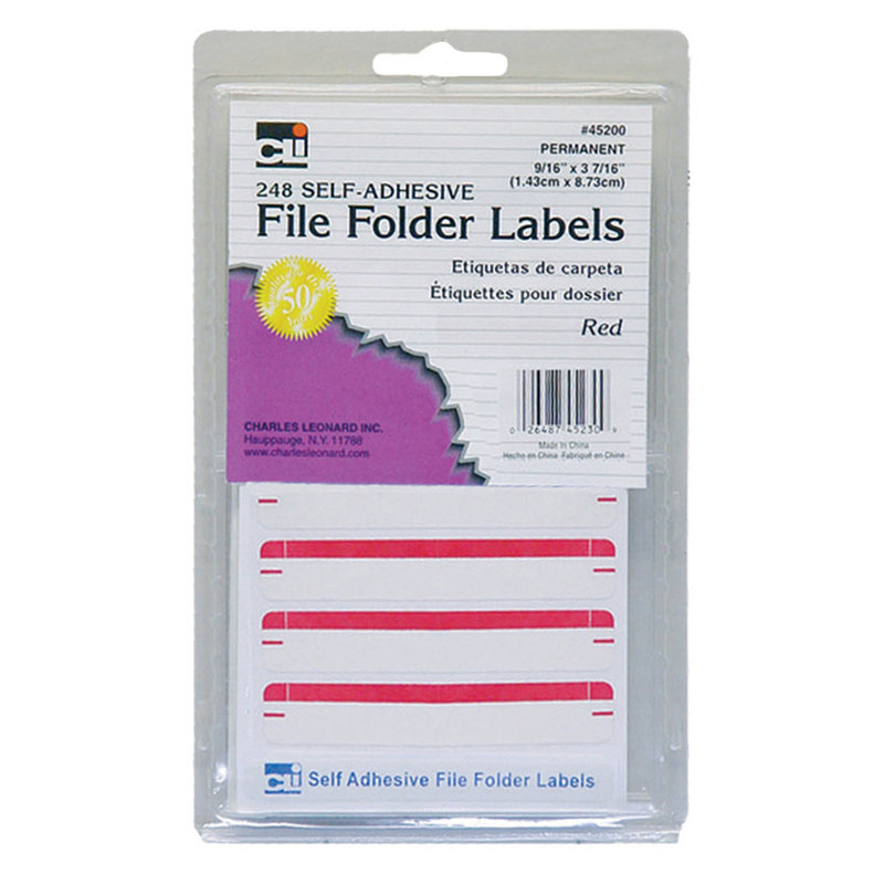 Paper File Tab Labels, Red