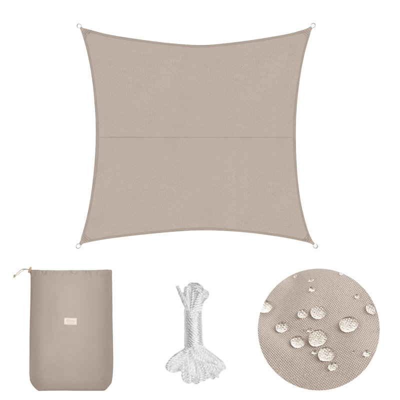 4m x 4m Square shade sail, Taupe
