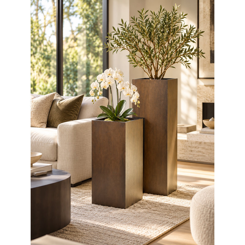Pot à fleurs d'intérieur Pangea Home - Supports à plantes d'intérieur modernes en bois - Hauteur de 48 po - Entièrement assemblé pour les plantes d'intérieur - Pot à espresso brun