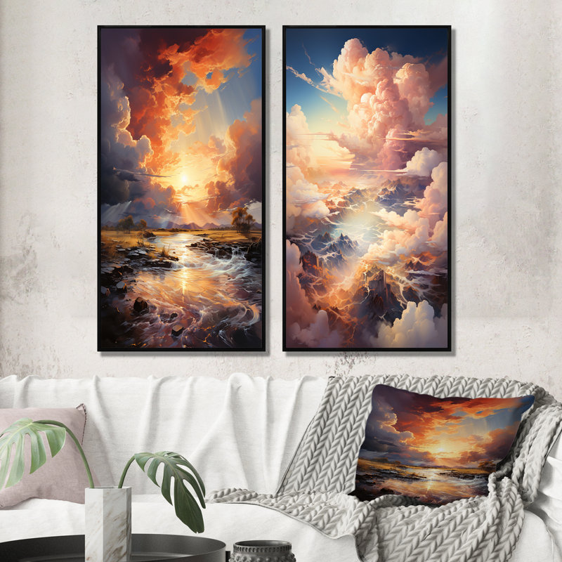 " Clouds Dramatic Contrasts " 2 - Pieces, Black Framed, 40" H x 40" W