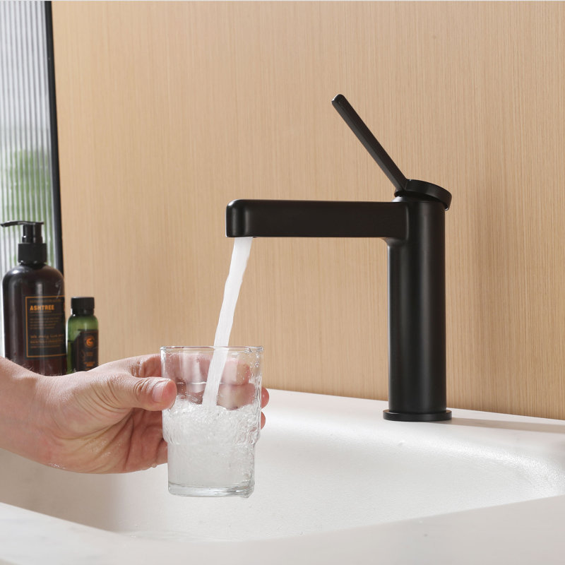 Modern Single Handle Bathroom Vessel Sink Faucet,7.2" Height With Removable Aerator, Matte Black