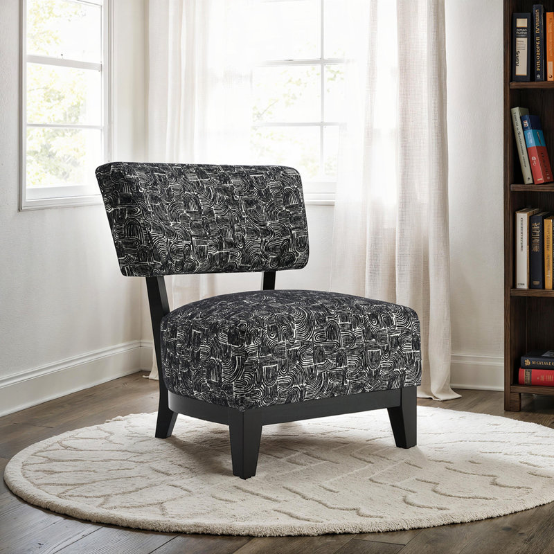 Chaise d'appoint avec accoudoirs et pieds inclinés, Noir