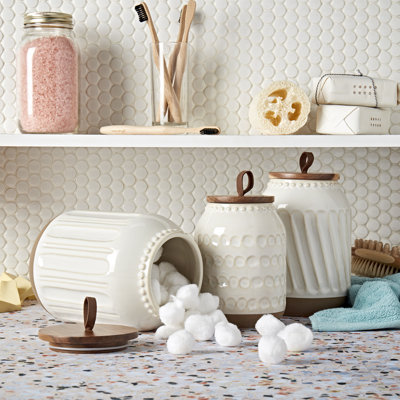 On the Counter 3PC Ziggy Canisters With Acacia Wood Lid