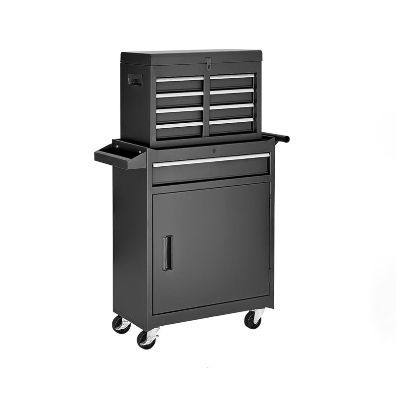 20.27'' W Steel Bottom Rollaway Chest with Wheels, Black