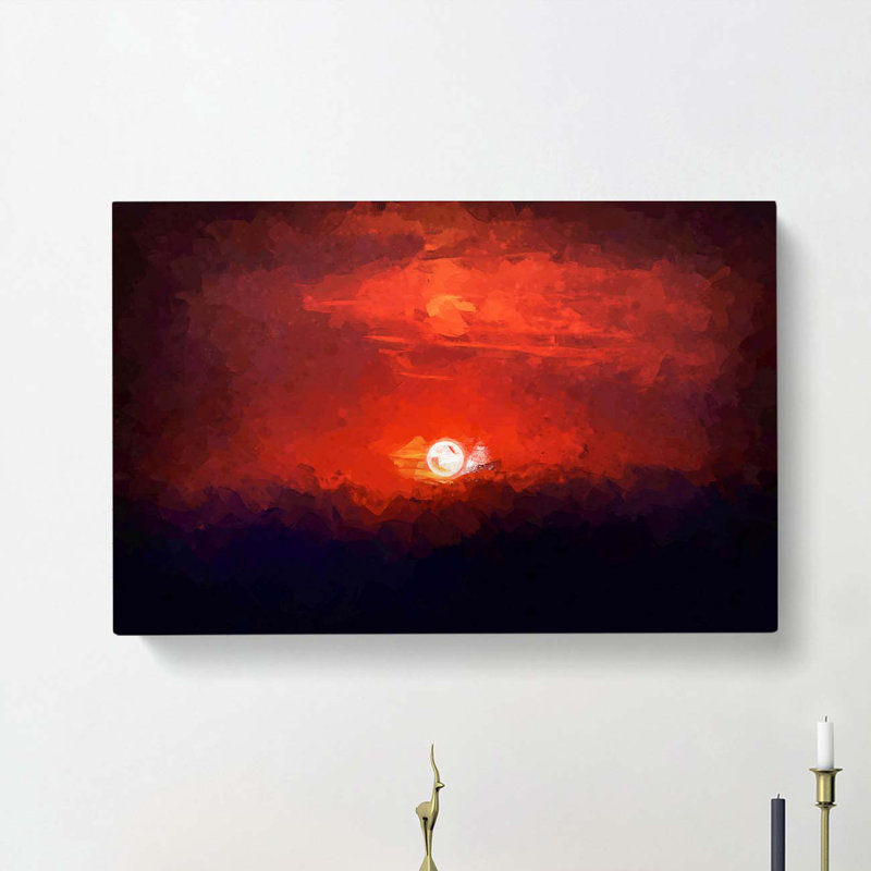 Deep Red Sunset In Italy In Abstract - Wrapped Canvas Print, 35cm H x 50cm W x 3cm D