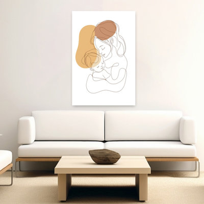 Minimalist Mother Baby Love Abstract Minimalist Wall Art Print 1 Piece Wrapped Canvas Wall Art