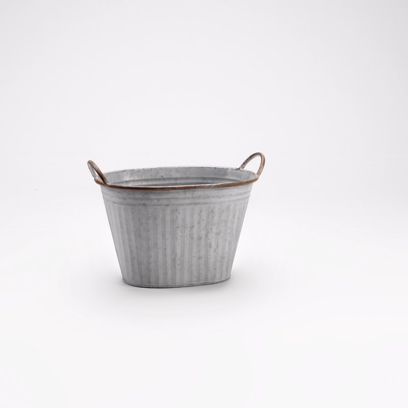 Shingleton Metal Pot Planter, 8" H x 14.5" W x 9.25" D