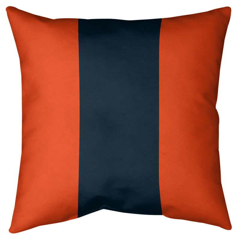 Coussin décoratif, 16 po x 1 po, Orange et bleu marine, Polyester / bourre de polyester