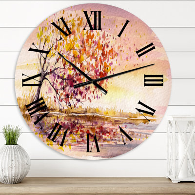 Arbre d'automne jaune et orange - Horloge murale traditionnelle