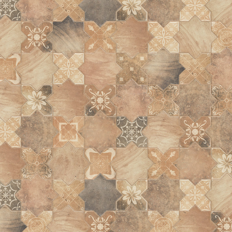 Tech Land Star & Cross Fire 6" x 12" Porcelain Singular Wall Floor Use Tile