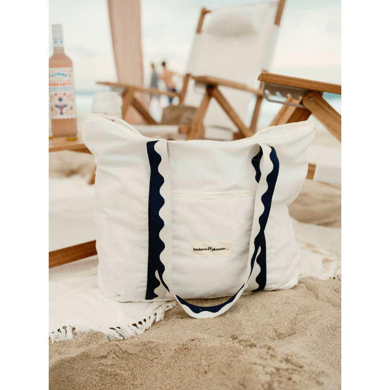 Sac de plage, Blanc / Bleu marine