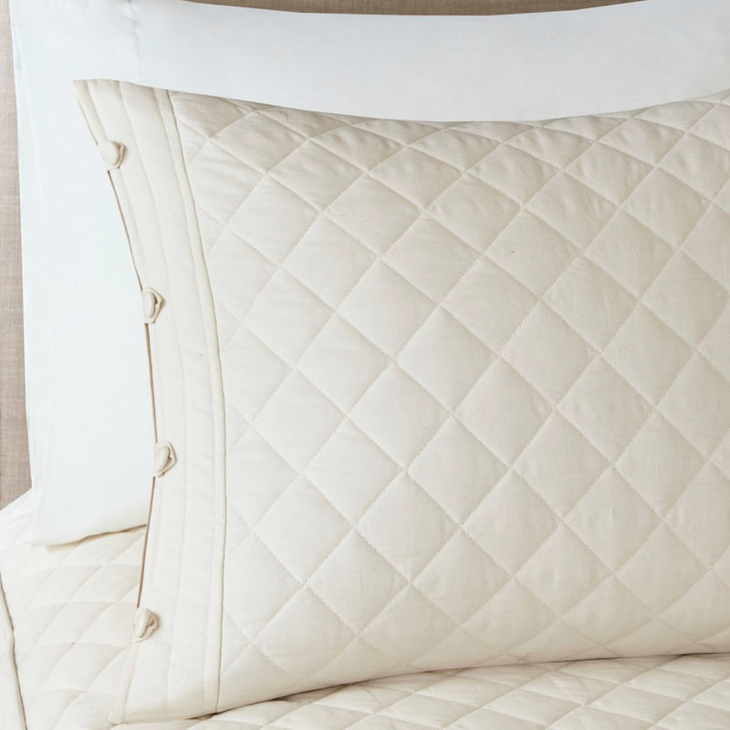 Couvre-lit réversible kaki, très grand, coton avec garniture boutonnée et taie d'oreiller